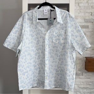 NWT Puma x Palmer Novelty Print Short Sleeve Button Up Golf Shirt XXL UPF 50 Sun